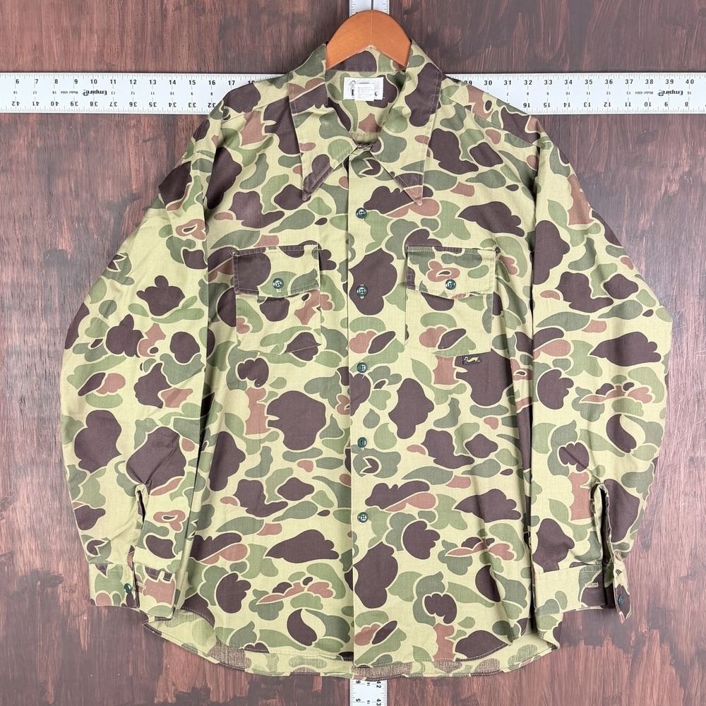 Vintage Duxbak Shirt Chamoise Flannel Hunting Duck Camo 80s Made in USA Mens XL
